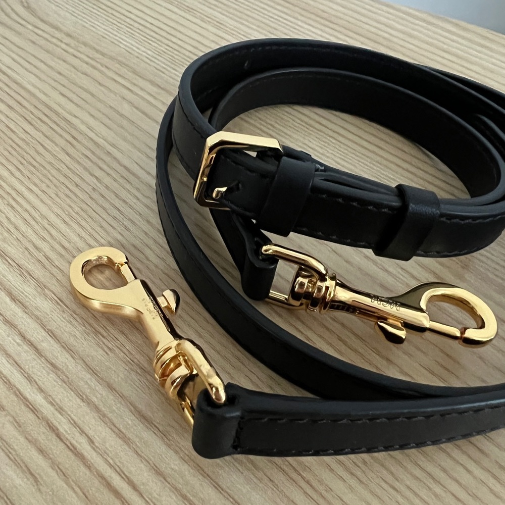 MCM Black Crossbody Bag Strap with Gold Hardware